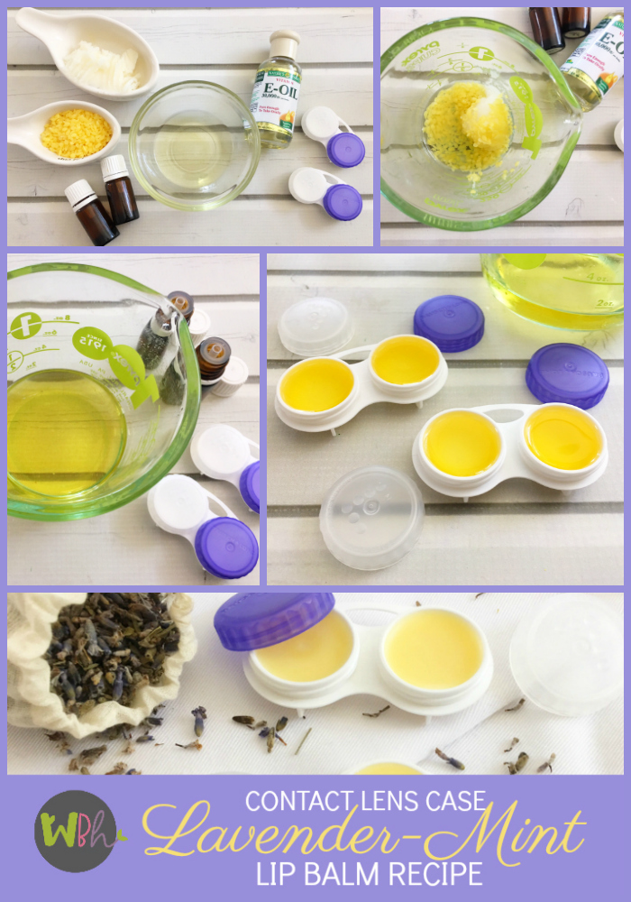 Contact Lens Case Lavender-Mint Lip Balm - The recipe is so simple to make, you’ll be making it all the time for yourself and all your friends. You could even put a different flavor on each side. #essentialoils #DIY #lipbalm